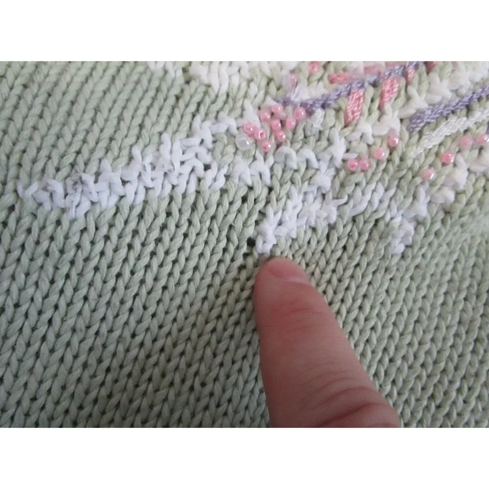 Vintage Storybook Knits Cardigan Womens LGreen Handknits‎ Sweater Cottagecore